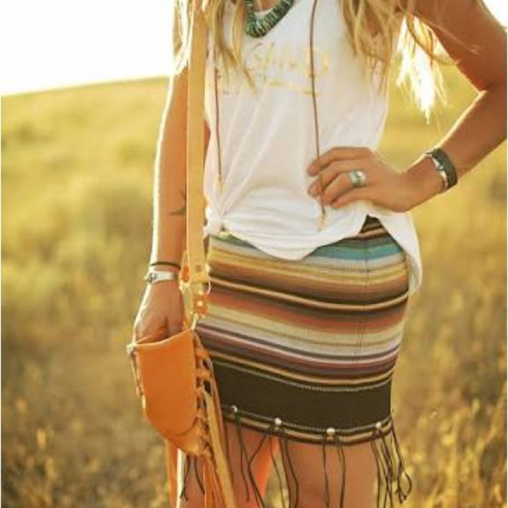 Chic Serape Striped Mini Skirt
